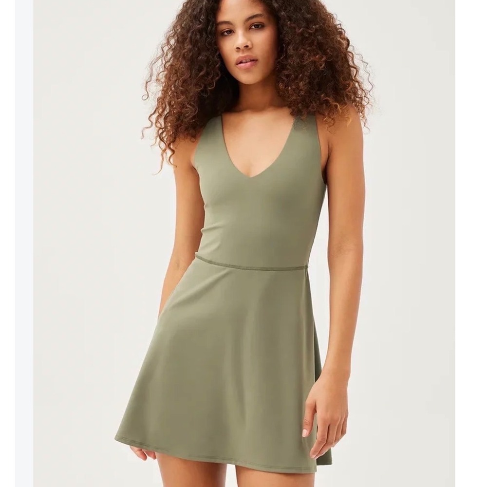 Outdoor Voices Volley Dress Tea Tree Green Racerback Active Mini Dress Large